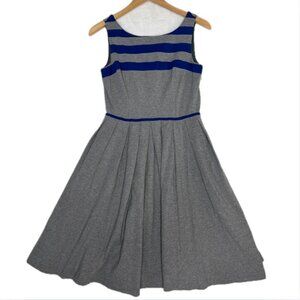 EShakti Gray Blue Stripe Fit and Flare Cotton Jersey Dress Preppy Colorblock